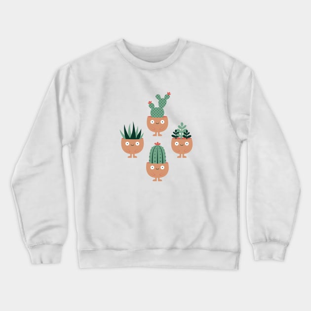 Cute terracotta pots with succulent hairstyles Crewneck Sweatshirt by petitspixels